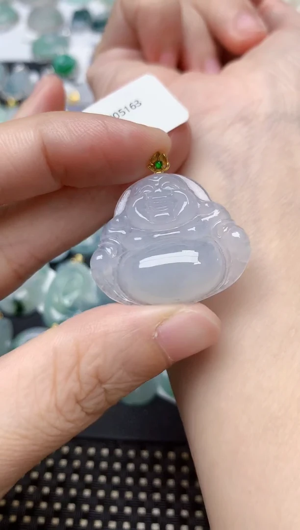 颈饰18K金镶嵌翡翠天然缅甸A货翡翠