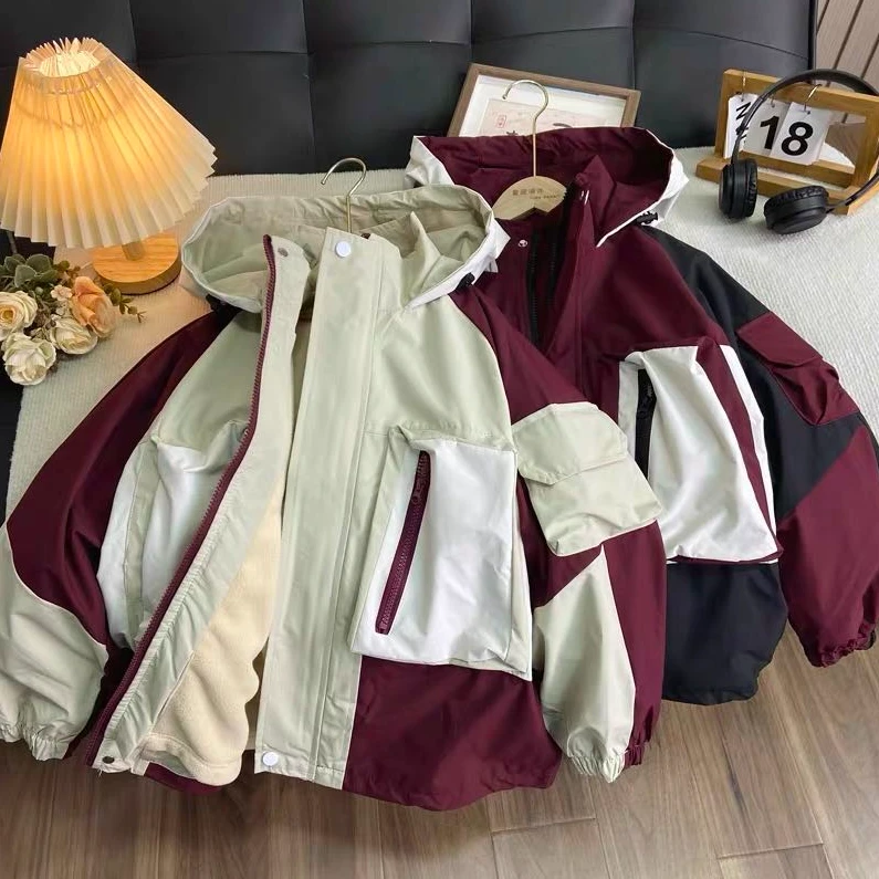 2401高端专享秋冬季三合一冲锋衣砖红