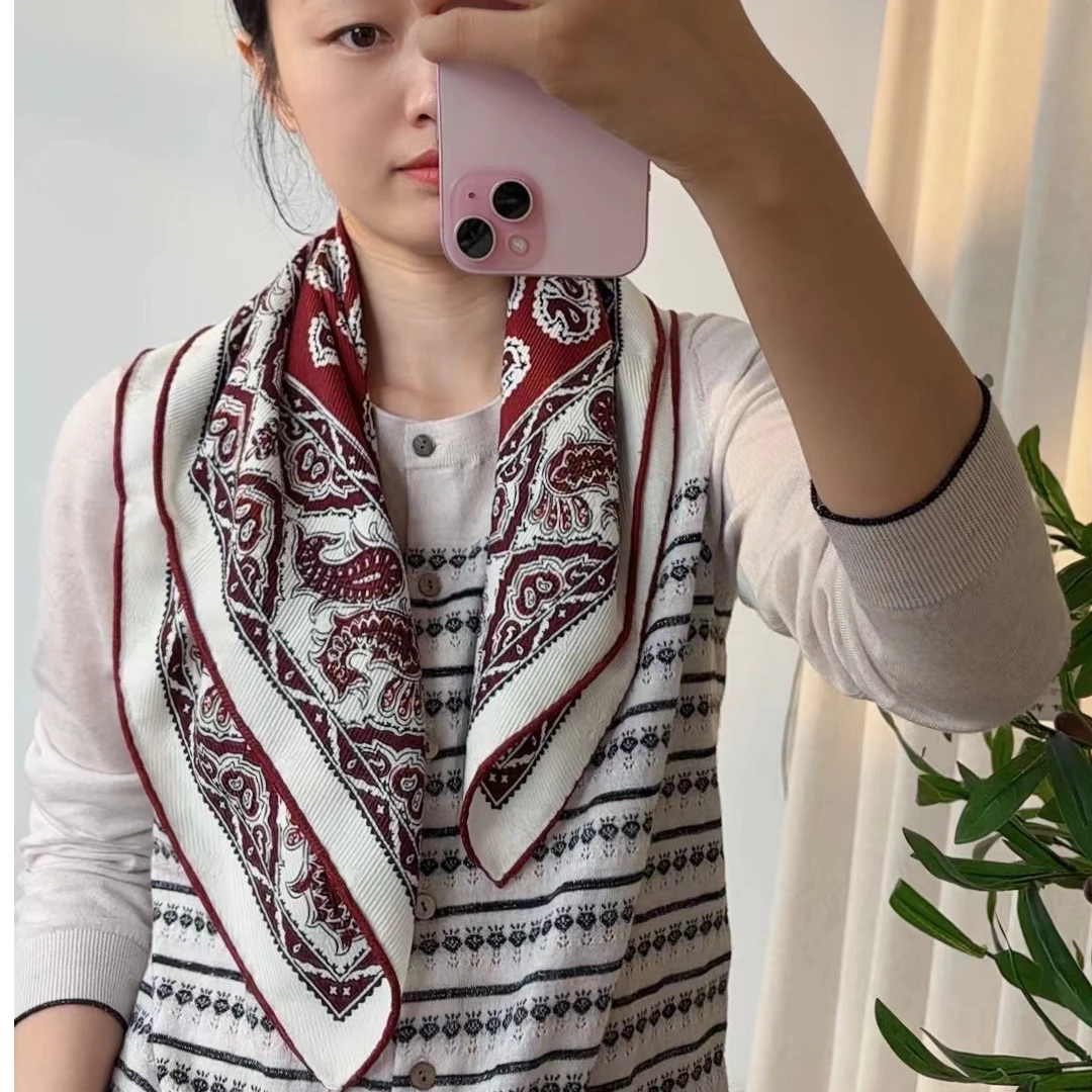 【红芳腰果】62cm中方巾逐梦鸟复古腔调桑蚕丝羊毛巨显白时尚百搭女
