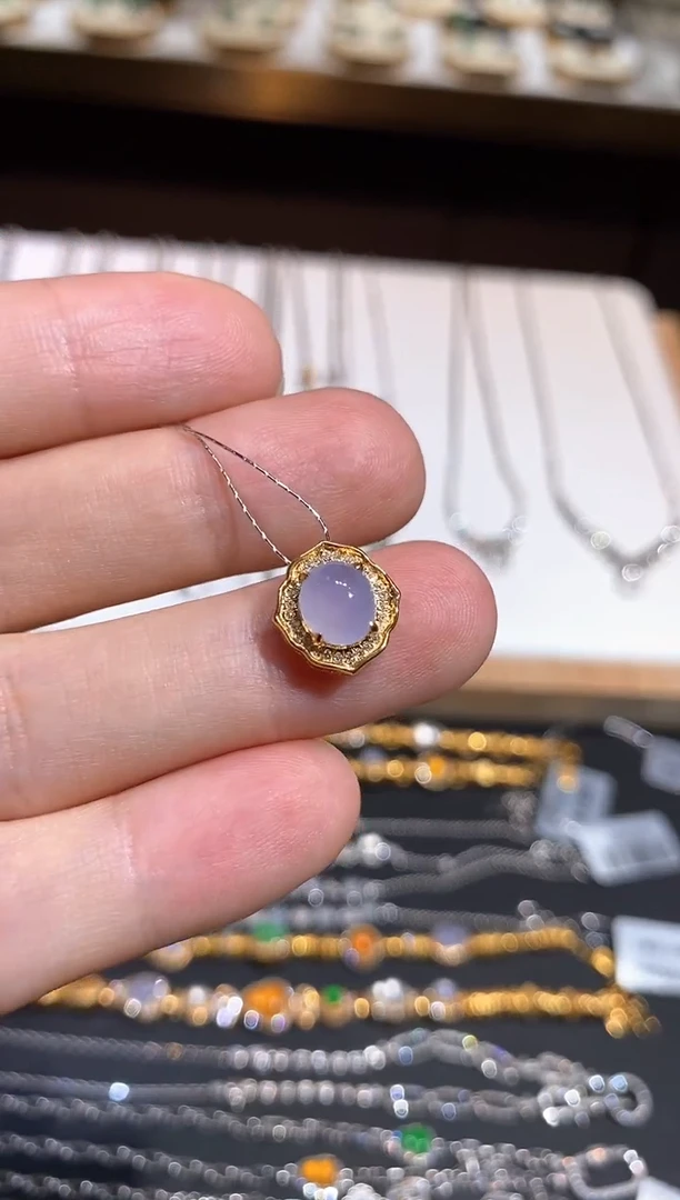 翡翠18K金镶嵌吊坠(不含链)吊坠