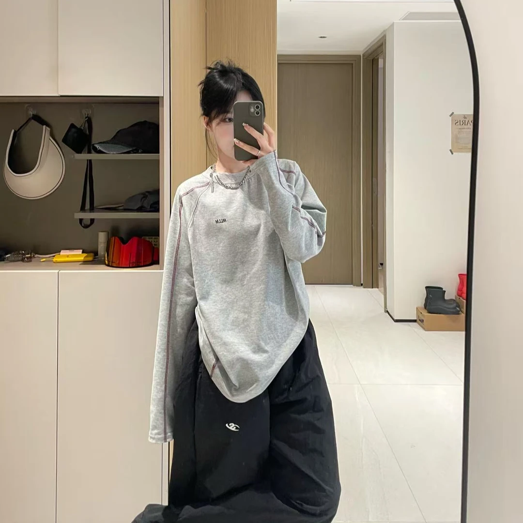 【小蔡专属】MLLM240g运动长袖国潮宽松圆领潮流T恤8116