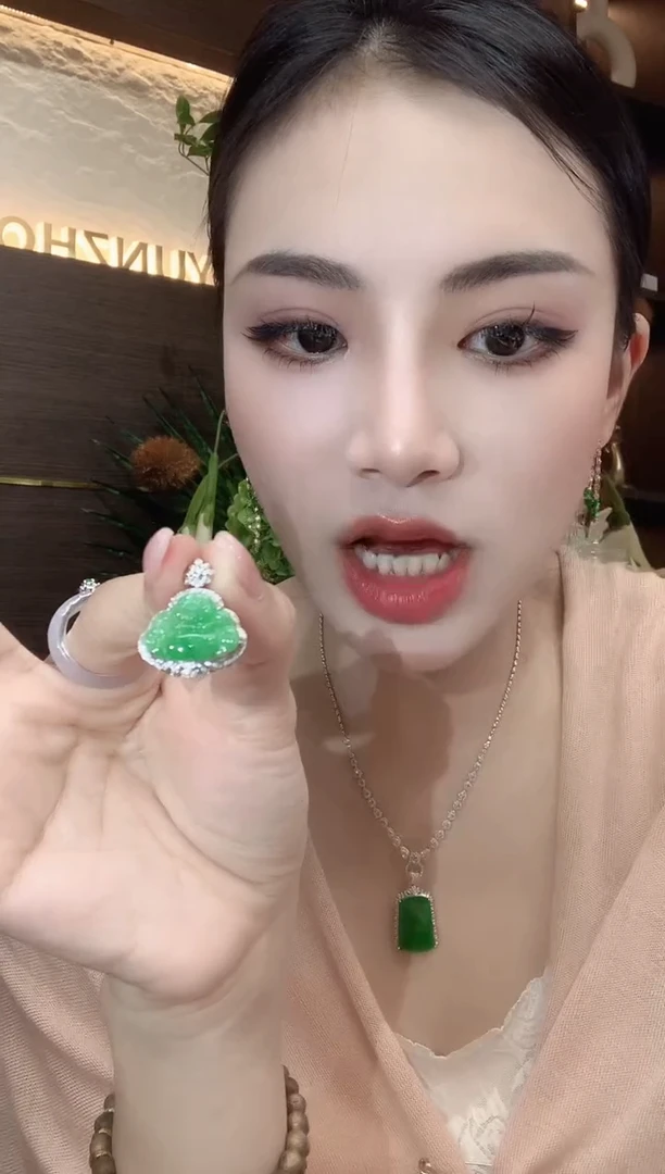 吊坠(不含链)18K金镶嵌翡翠A17