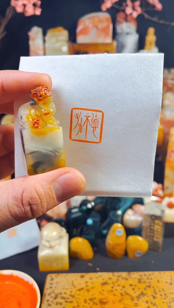 【闪购商品】老挝石印石手工篆刻《德不孤》2.1*4.6