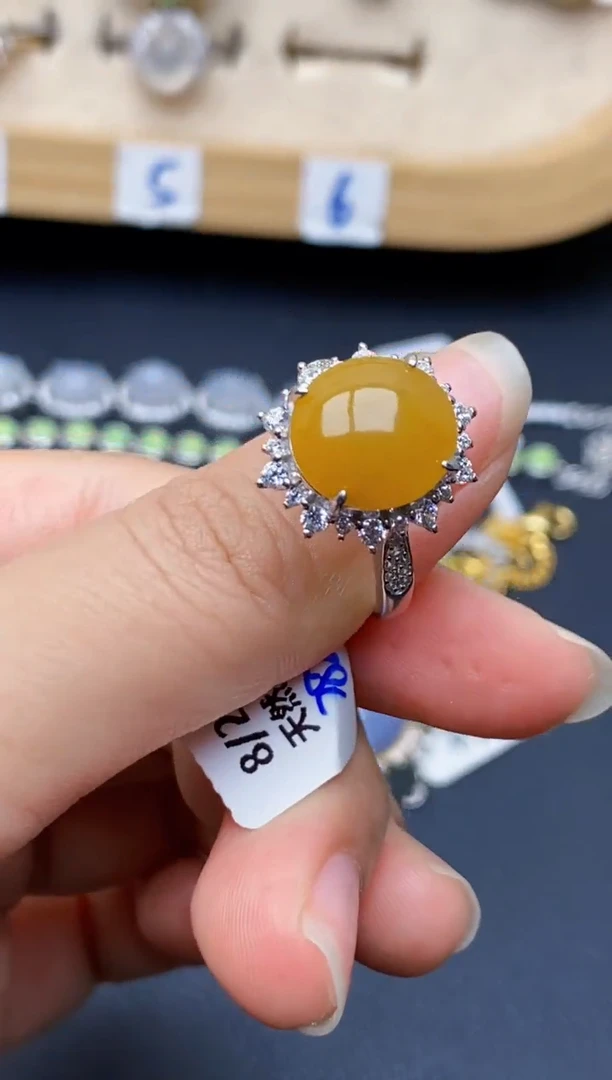 银S925镶嵌戒指翡翠8470