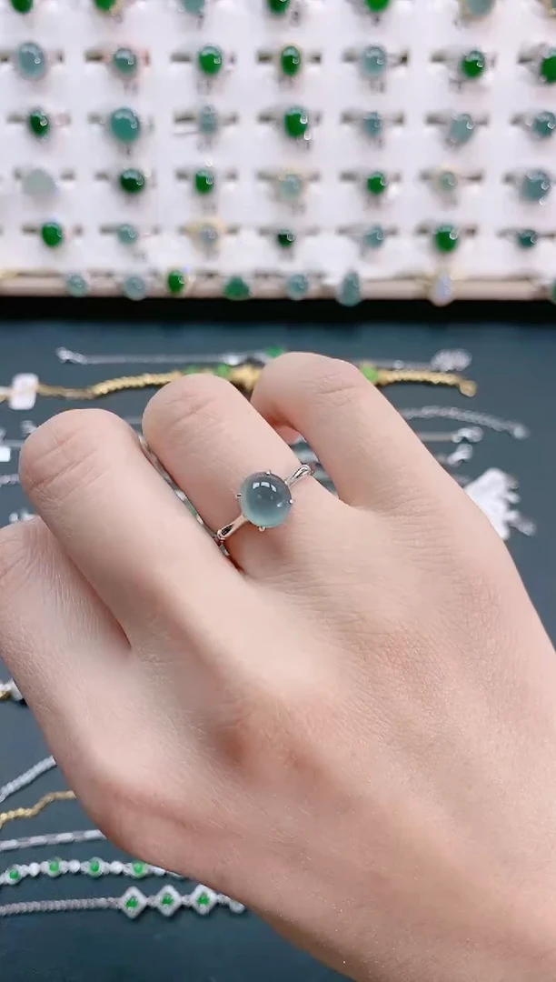 【闪购商品】翡翠戒指银S925镶嵌 天然翡翠