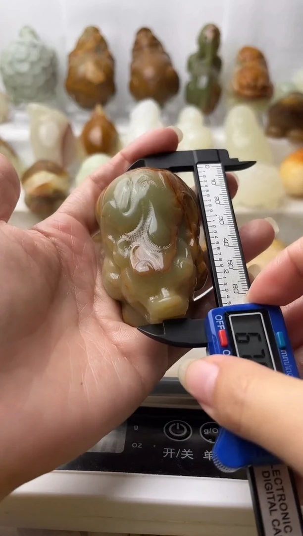 石材方解石棉纹正常不退换飞天貔貅默认微瑕