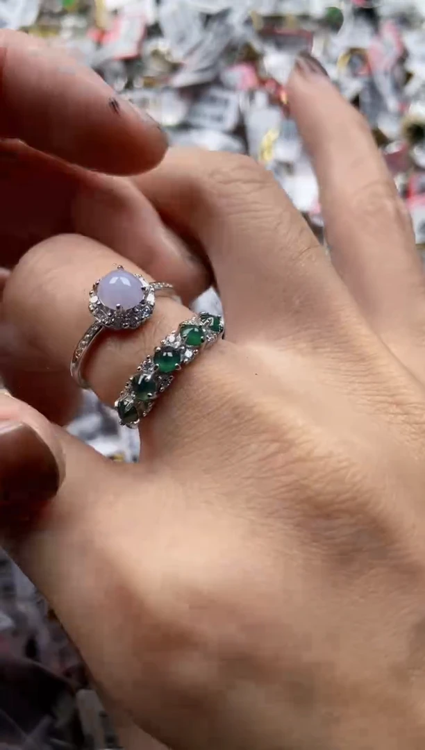 银S925镶嵌戒指翡翠5555----5