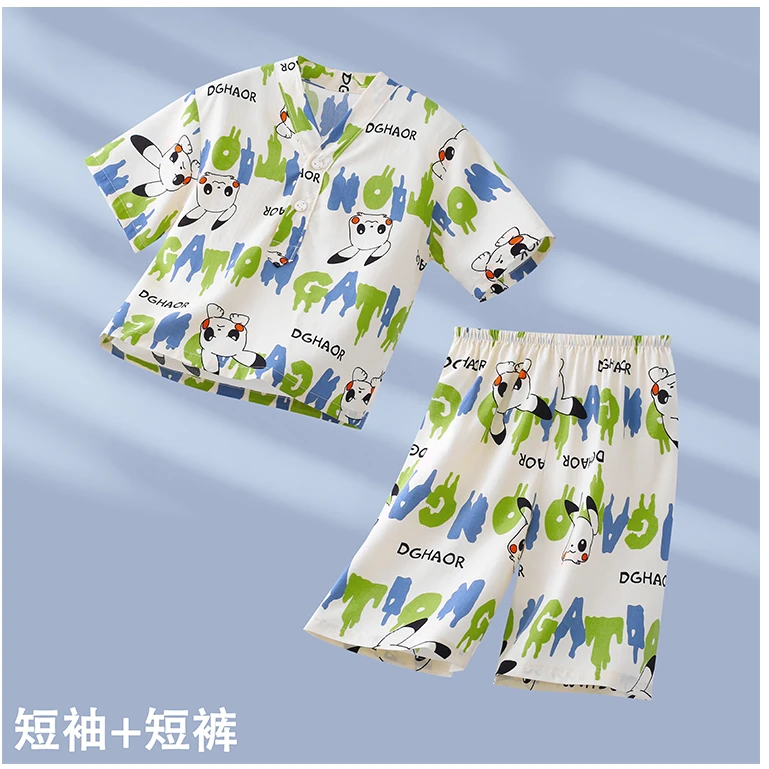 莱赛尔儿童睡衣吸汗排湿男女童通用夏季家居服套装卡通薄款中大童