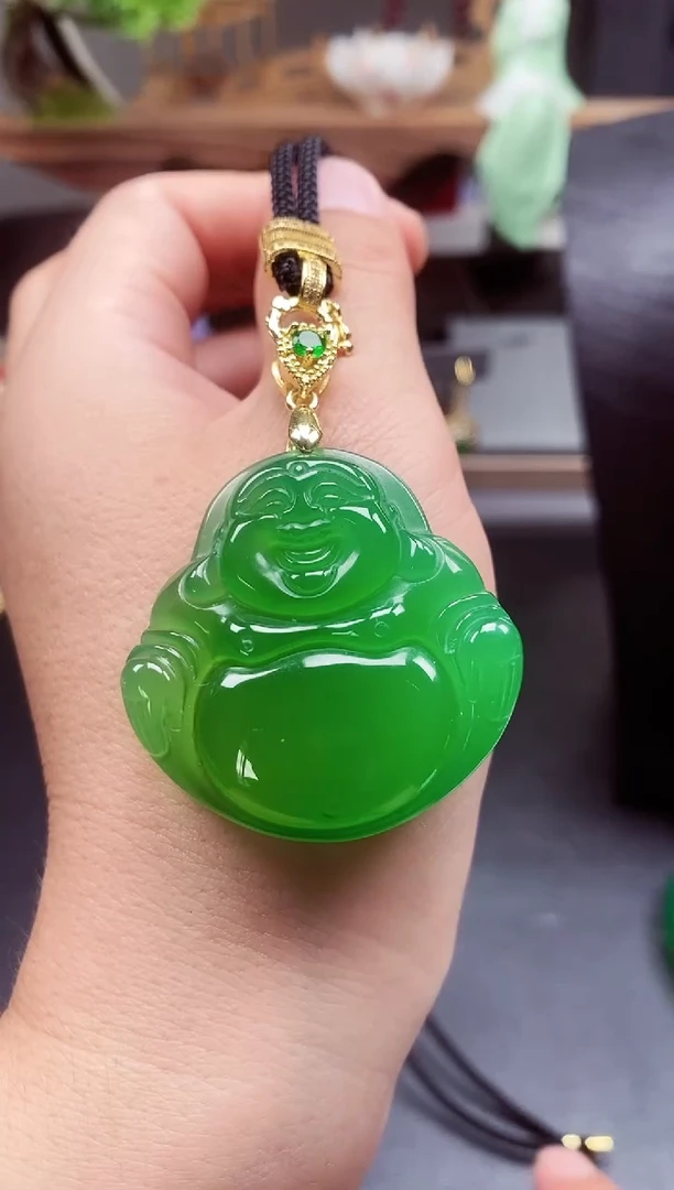 合金颈饰玛瑙/玉髓绿佛