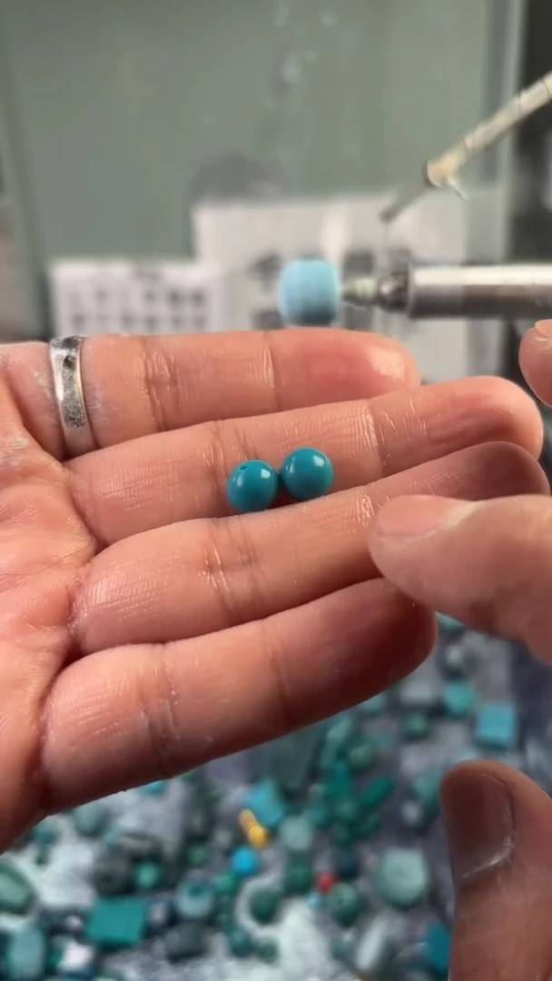 玻璃吊坠(不含链)云盖蓝圆珠8mm 一对