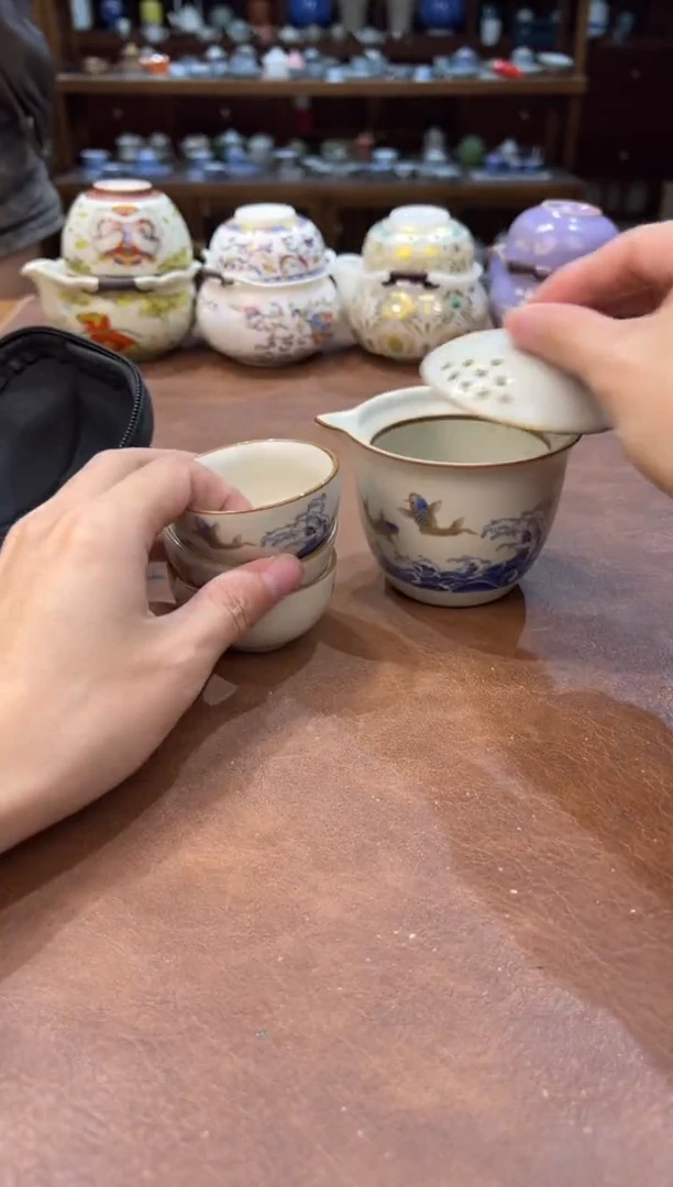 真的很便宜超好看会开片的旅行茶具
