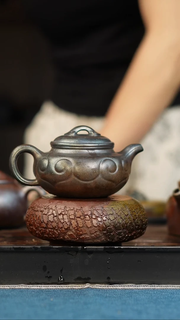 茶壶紫砂柴烧紫砂天青如意仿古150cc