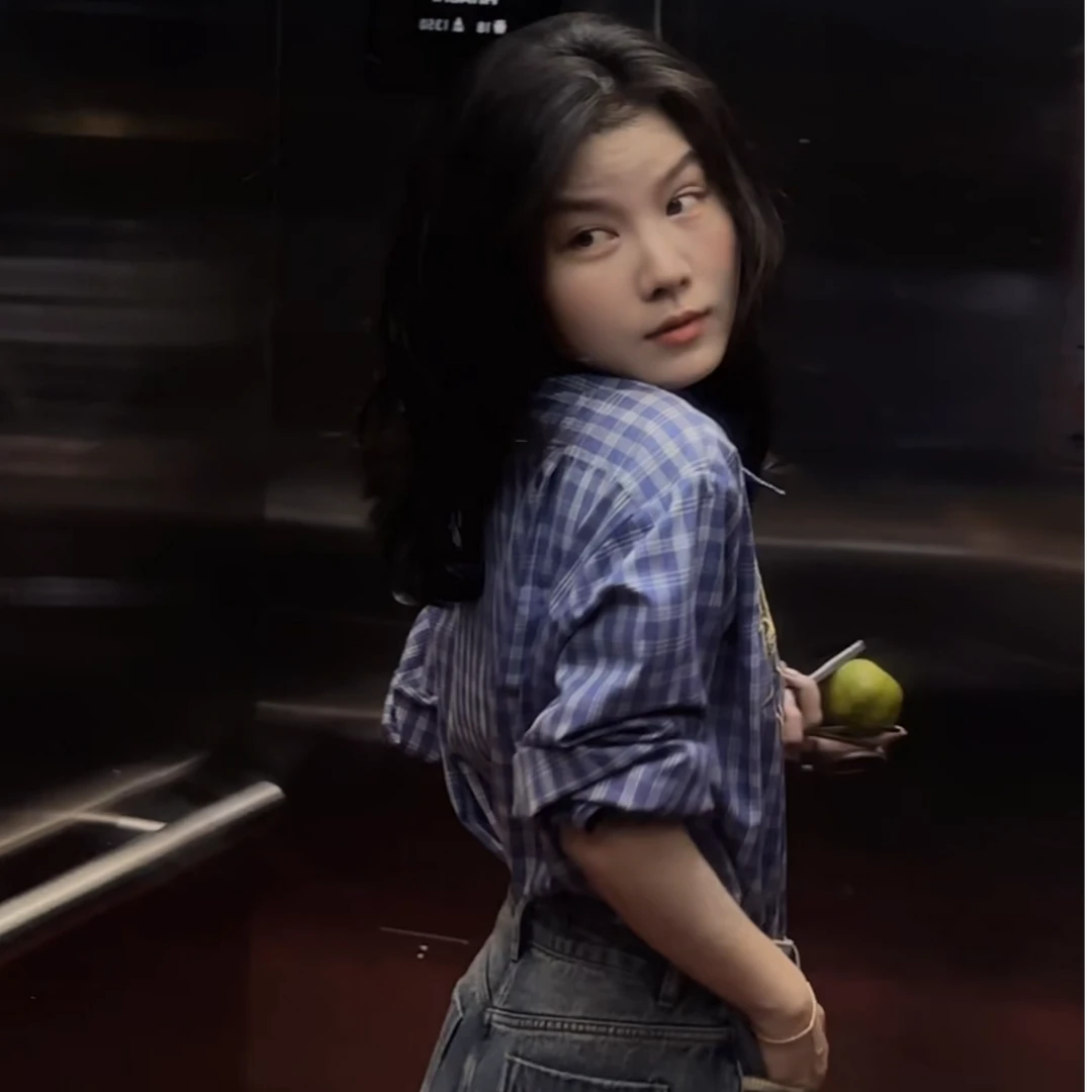 【悦悦专属】POLO领精致花朵刺绣格子衬衫Y271