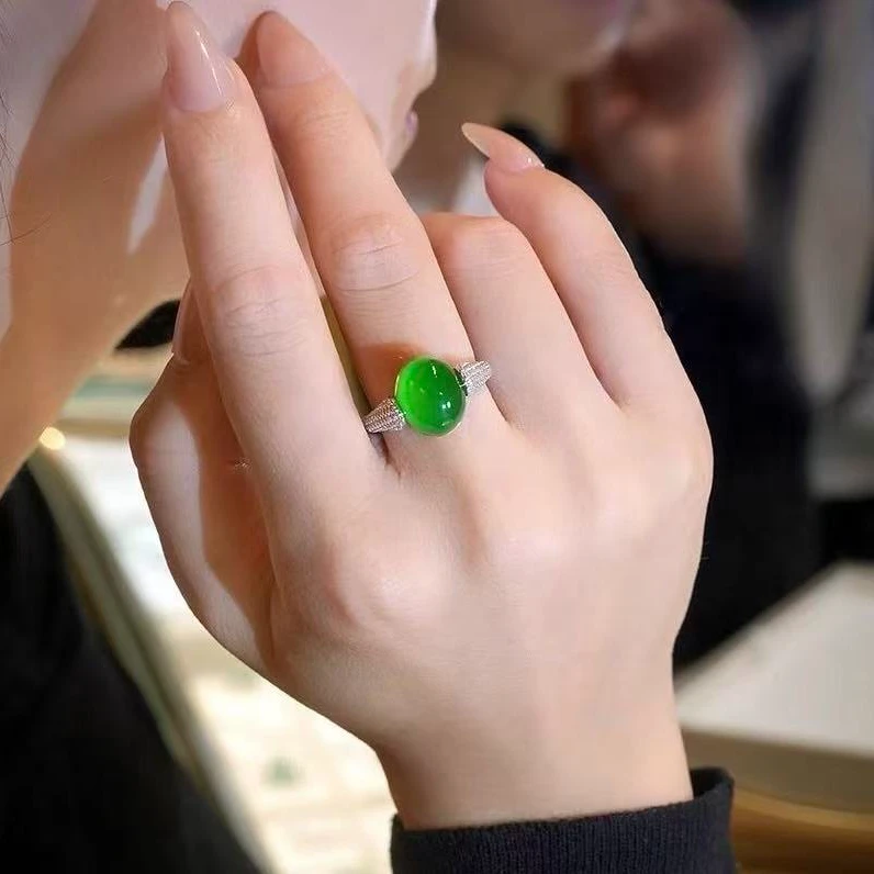 奢华复古玛瑙戒指精美镶嵌时尚百搭玉戒圈素圈女食指环女款送妈妈