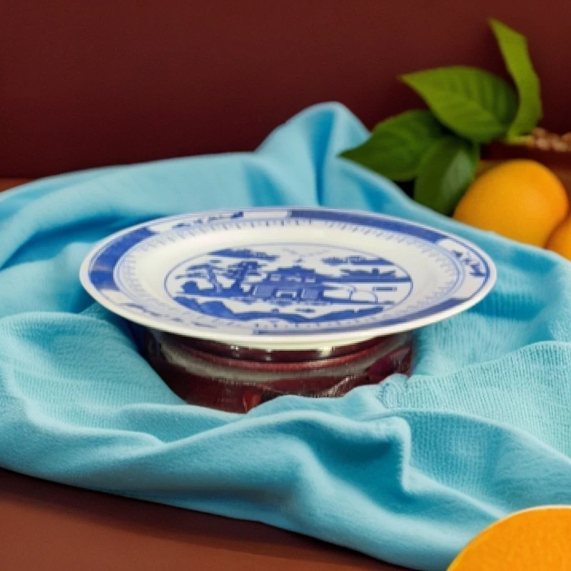 景德镇陶瓷青花釉下梧桐7寸平盘