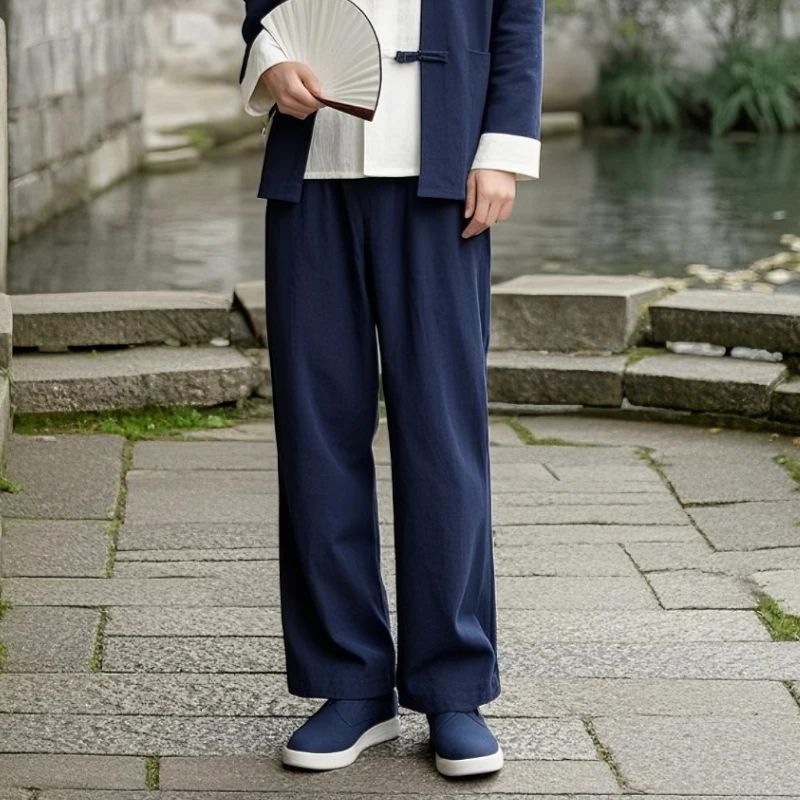 春秋休闲裤男纯棉宽松长裤新中式唐装中国风练功裤子工装运动长裤