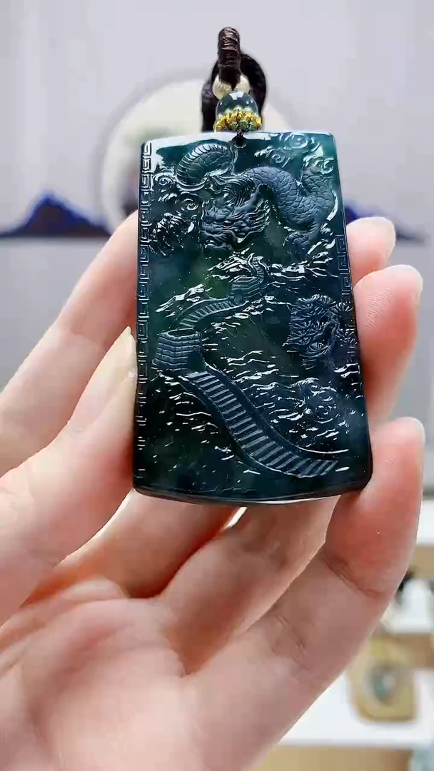 未镶嵌定制翡翠5028zm-毛货挂件龙牌240