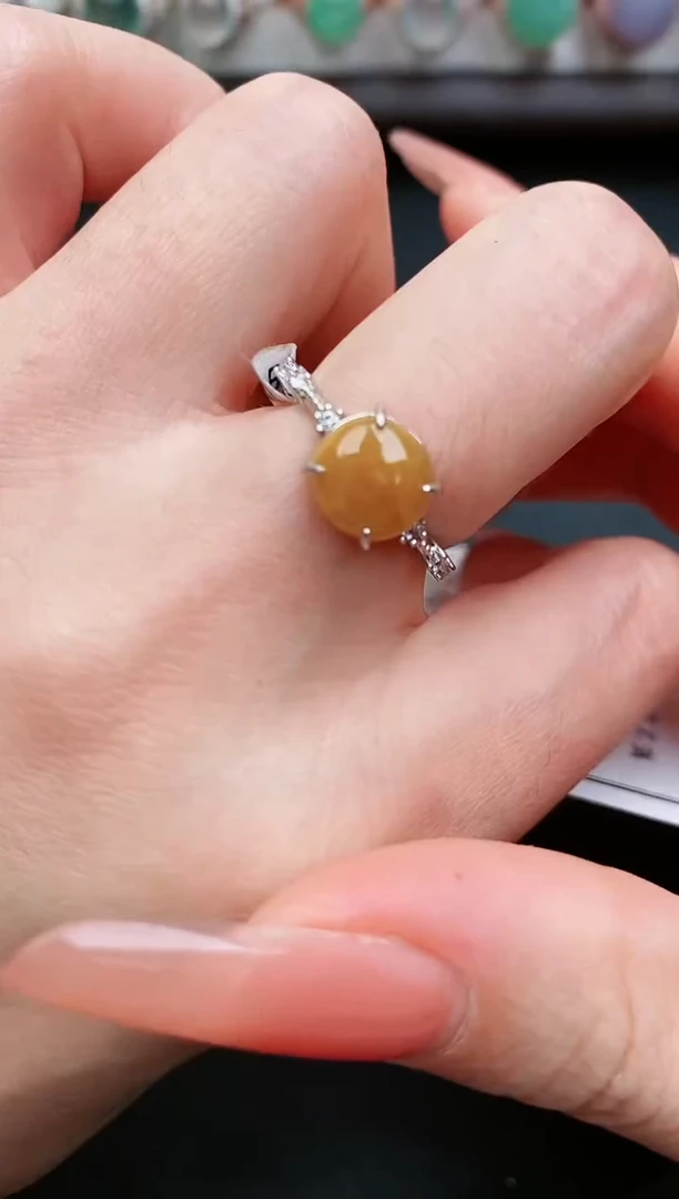 翡翠戒指银S925镶嵌...