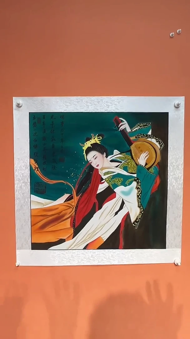 国画Q 张巨富 飞天绢布斗方1