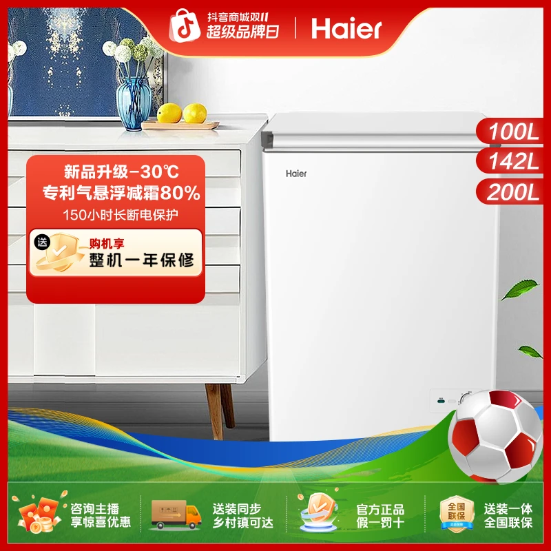 【仁汇优品X】海尔100/142/200升冷藏冷冻减霜商用冰柜冷柜GHW9D
