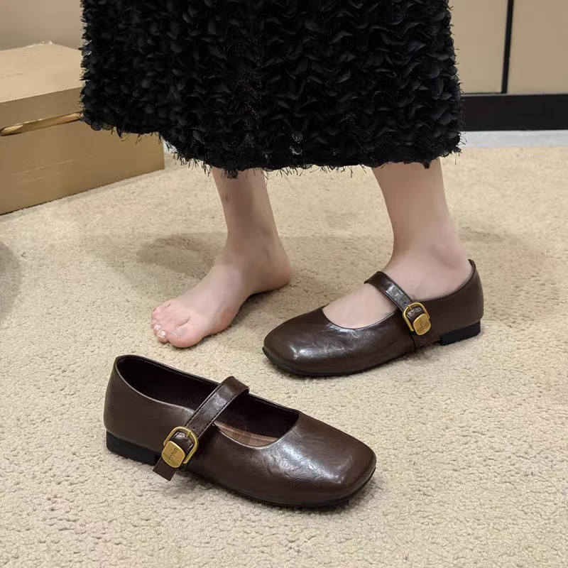复古百搭方头浅口玛丽珍鞋法式女鞋2025春秋季配裙子软底低跟单鞋