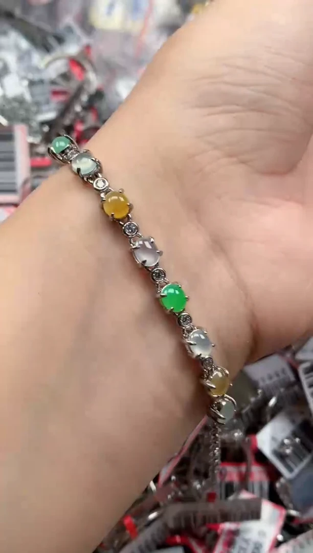 银S925镶嵌戒指翡翠天然A货缅甸翡翠