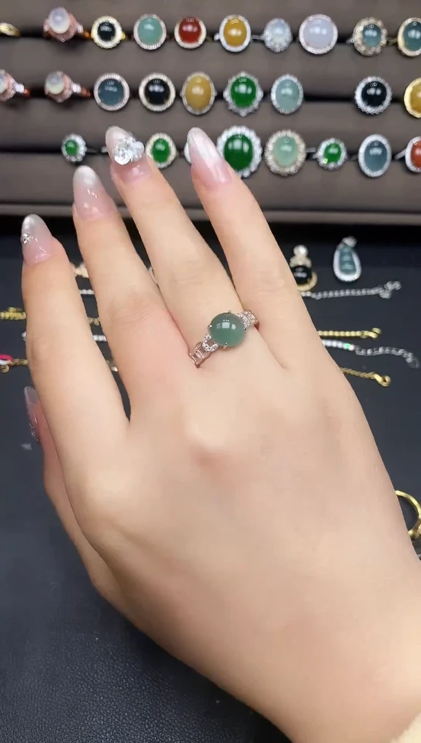 银S925镶嵌戒指翡翠373748