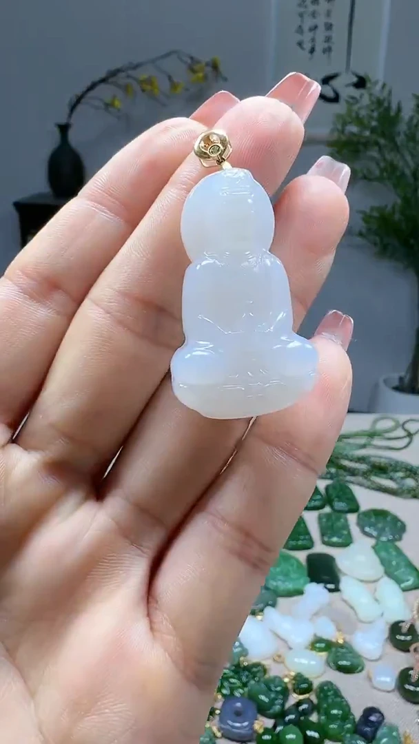 吊坠(不含链)18K金镶嵌和田玉1