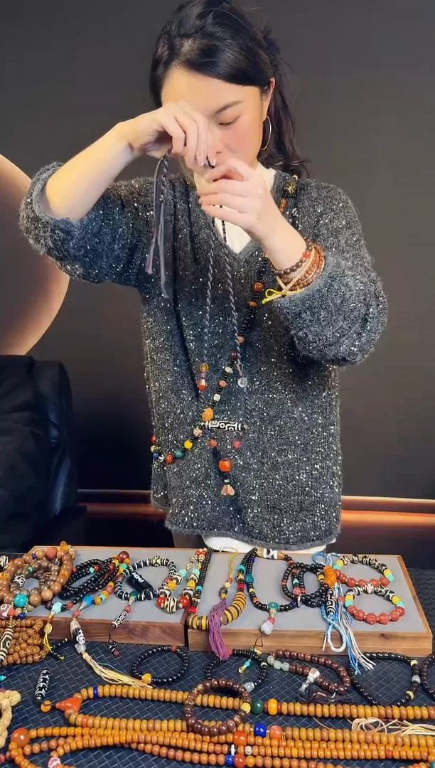 玛瑙/玉髓颈饰合金九眼脖挂颈链