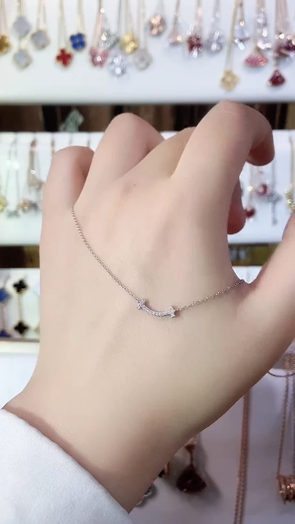 【闪购商品】钻石套链18K金镶嵌钻石K白