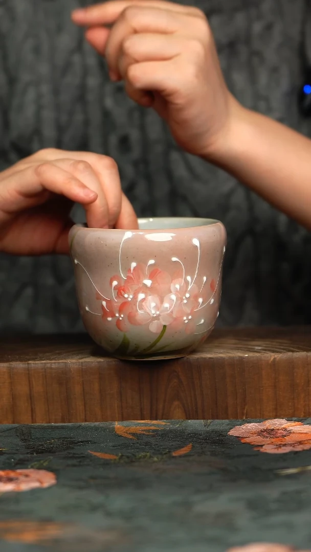 杯釉下彩手工手绘同款陶器