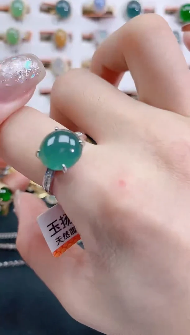 银S925镶嵌戒指翡翠天然翡翠