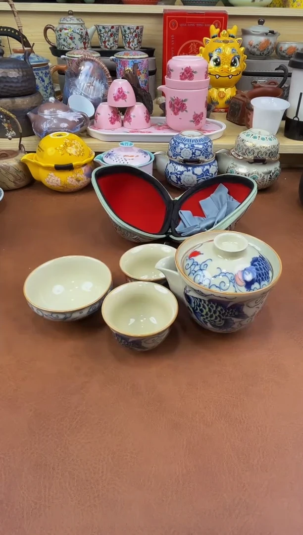 陶瓷茶具摆件旅行套组