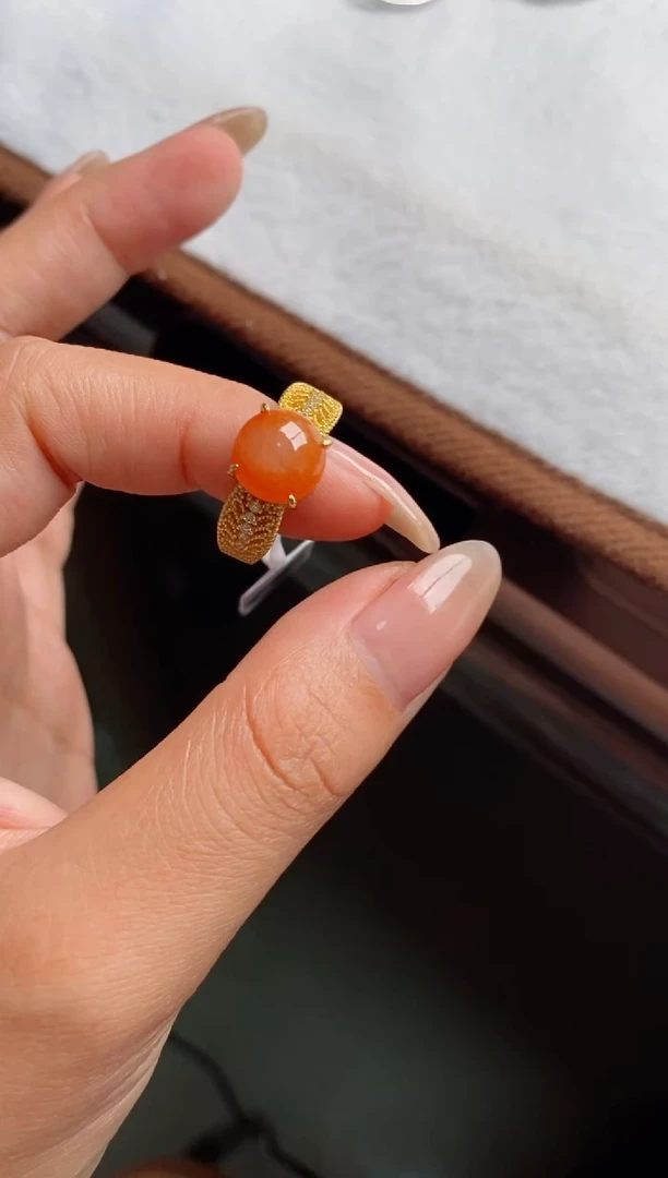 银S925镶嵌戒指翡翠天然A货翡翠