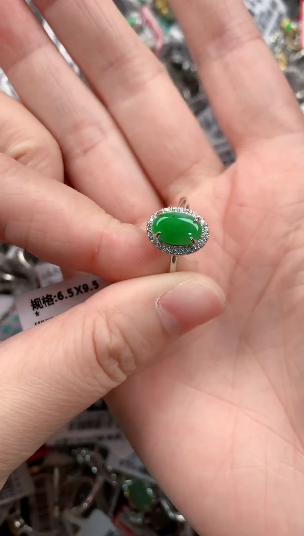 银S925镶嵌戒指翡翠222          5