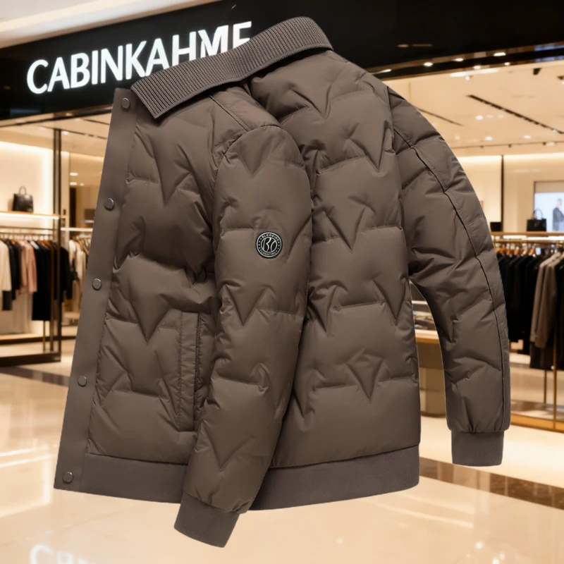 ck品牌冬季新款男士轻薄短款羽绒服商务休闲翻领保暖夹克羽绒服