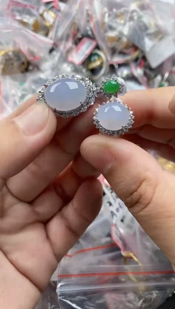 银S925镶嵌戒指翡翠555    9