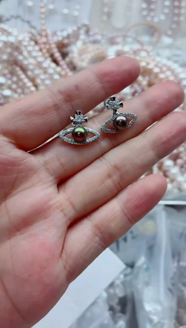 合金淡水珍珠耳饰多样性发其一，非无暇