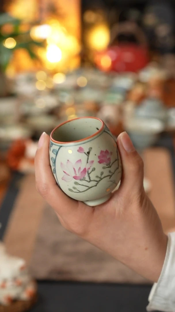 【闪购商品】素谷玉兰花腰鼓杯玉兰花腰鼓杯