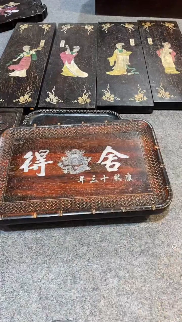 香榧木紫檀拆件雕刻板以直播间实物为准微瑕老物件