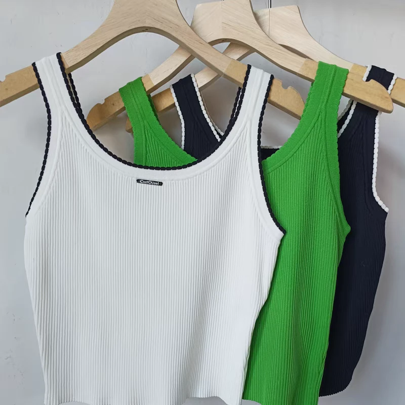 竖条纹背心女内搭针织吊带打底外穿小众设计感2024夏款纯色百搭
