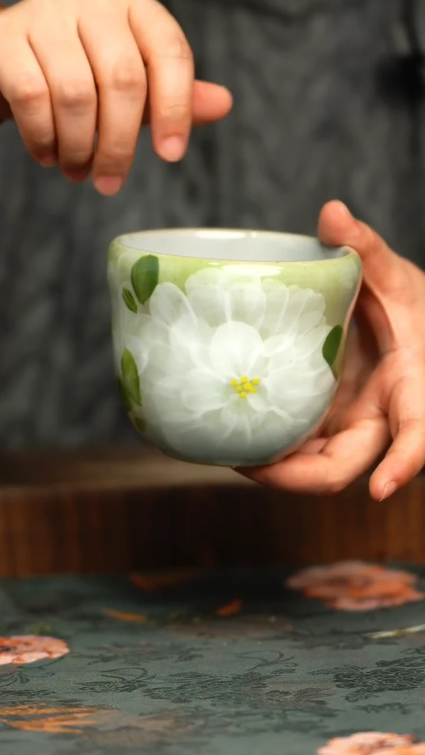 杯釉下彩手工手绘同款陶器