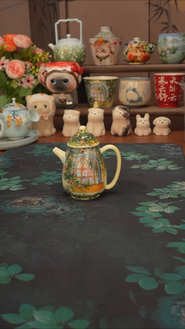 石 一   玫瑰花窗壶