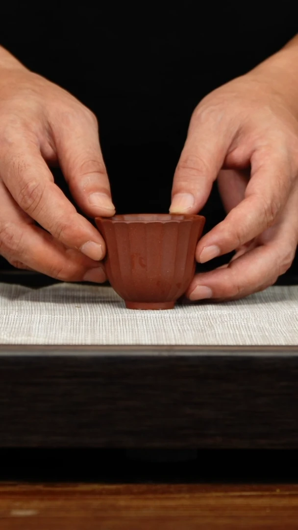 茶壶紫砂紫泥高经纹杯
