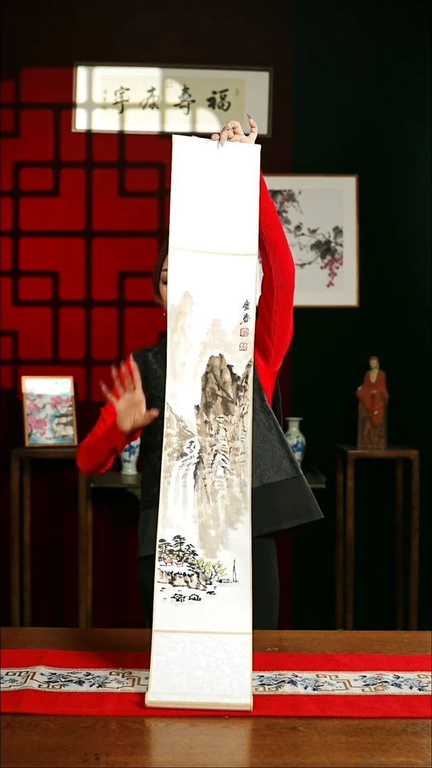 【闪购商品】书法绘画卷轴17*110山水3 孟