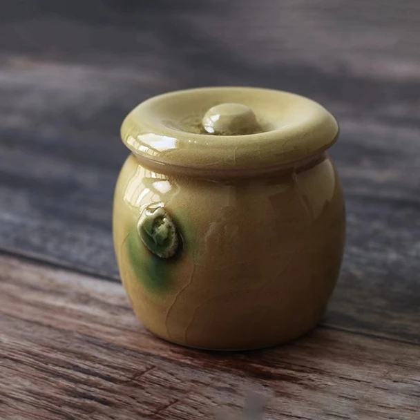 【正品保证】【黄濑户陶罐160ml】日本进口美浓烧小储物罐调料佐料罐