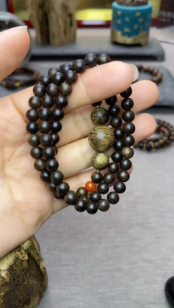 【闪购商品】沉香手串L击芽庄白棋06＋三颗留疤 三圈沉水老料