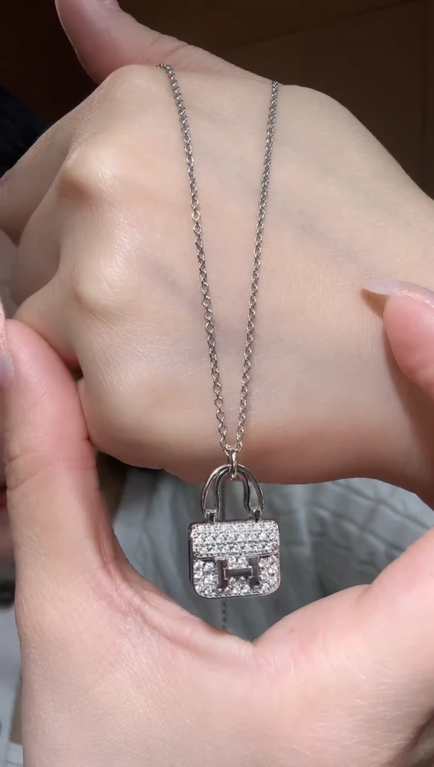 【闪购商品】钻石套链18K金镶嵌康康包套链 K白