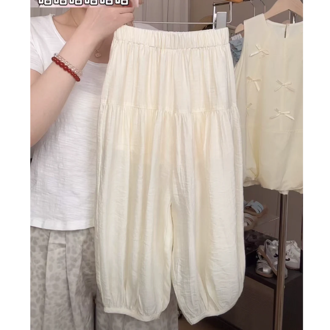 花小花现货女童裤子夏季2025新款女孩宝宝轻薄裤子凉爽宽松长裤