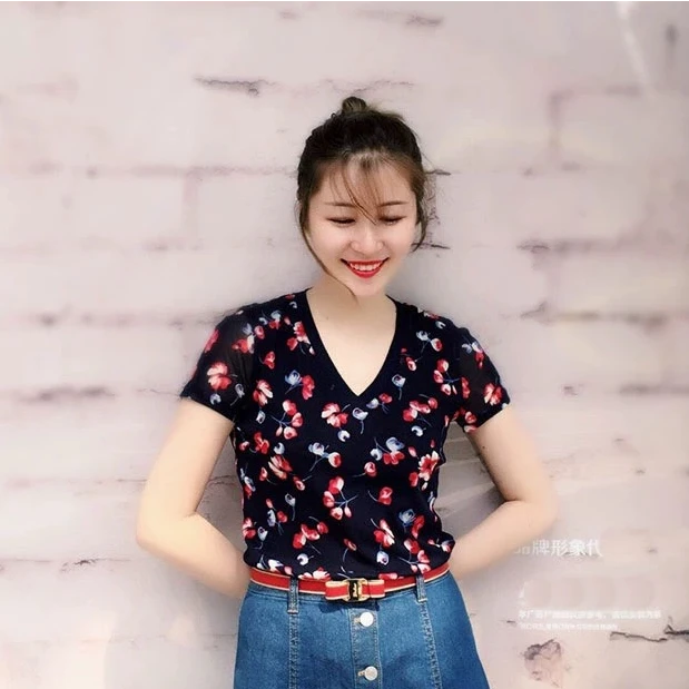 NO退换夏季纱料印花短袖通勤出游百搭